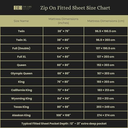 Deep Pocket Cotton Fitted Sheet with Zip-On Top Sheets - 400TC White Twin XL