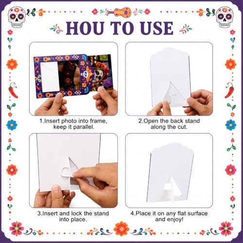 36 Pcs Day of the Dead Photo Frames Sugar Skull Ofrenda Altar Decor B Style