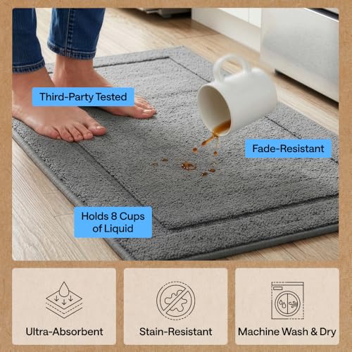 Gorilla Grip Kitchen Rug 30x20 Gray - Non-Slip Floor Mat for High Traffic