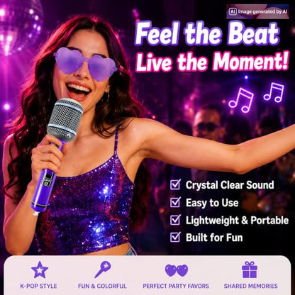 Purple K-pop Party Set with Heart Sunglasses & Inflatable Microphones - 24PCS - Variation 02