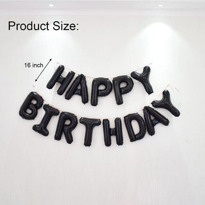 Happy Birthday Balloon Banner - 40-Inch Black Foil Mylar Balloons with 30-Inch Letters for 30th Birthday Party