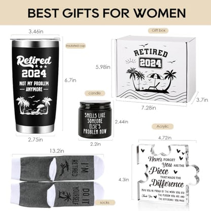 Cool Retirement Gifts for Men- Retired 2024 Not My Problem Anymore Gift Baskets Funny Happy Retirement Gifts for Him, Colleague, Leader, Boss Teacher Coworker Ideas for Retirement Tumbler Set