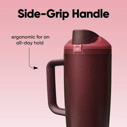 Owala FreeSip Tumbler - Insulated Stainless Steel Water Bottle with Straw & Handle | 40oz, Black Cherry, BPA Free