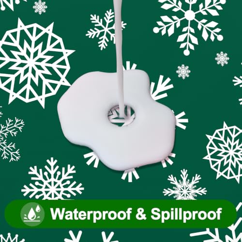 Christmas Table Cloth 60x102 Inch Flannel-Backed Vinyl Rectangular Tablecover - Green & White