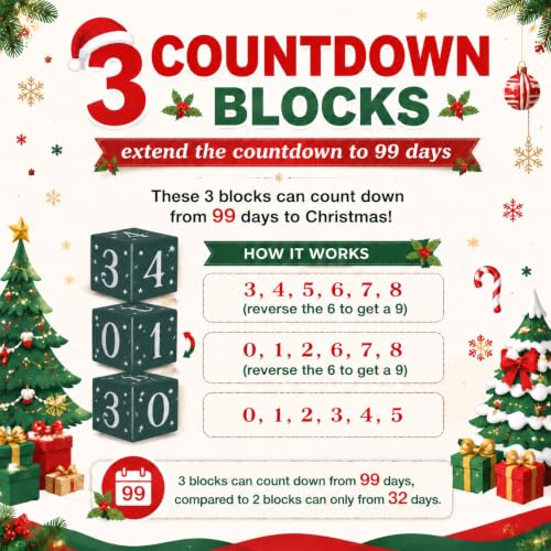 Christmas Countdown with Lights & Music - Wooden Holiday Decor