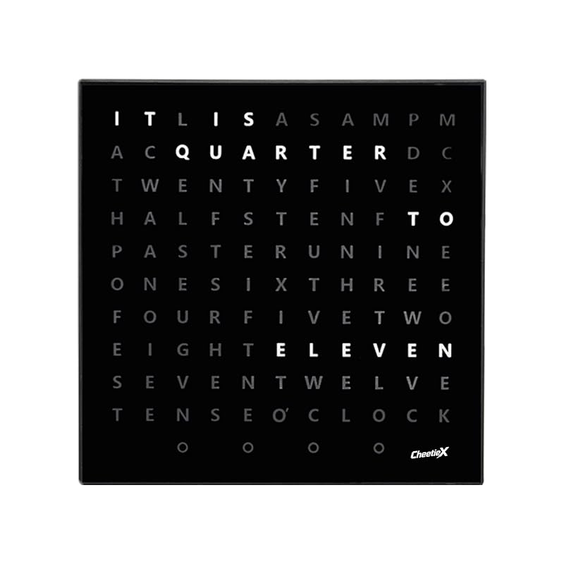Word Clock with 11x11 Inch LED Text Display – Wall Clock