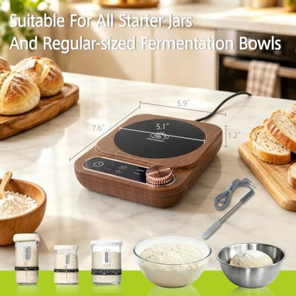 Sourdough Starter Warmer & Dough Proofer with Real-Time Temp Probe - Walnut