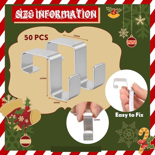 50 Pcs Gutter Hooks for Outdoor Christmas Lights Aluminum Hangers