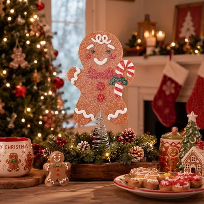 11 Inch Christmas Gingerbread Man Tree Topper Resin Holiday Decor