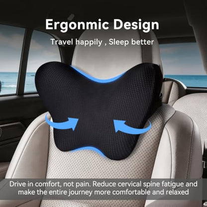 Definitely Comfy Car Headrest Pillow Wing Black with Adjustable Strap