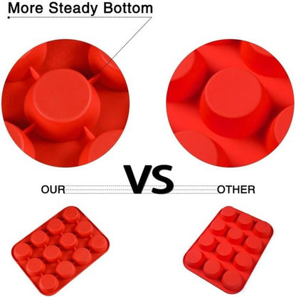 CAKETIME Silicone Muffin Pan - 12-Cup Nonstick Baking Molds for Perfect Cupcakes | Food Grade Silicone