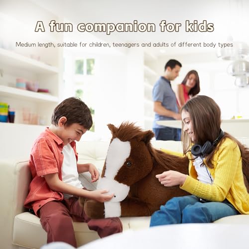 Giant Horse Plush Body Pillow - 4ft Life-Size Chocolate Horse Cuddle Toy - Kids & Adults