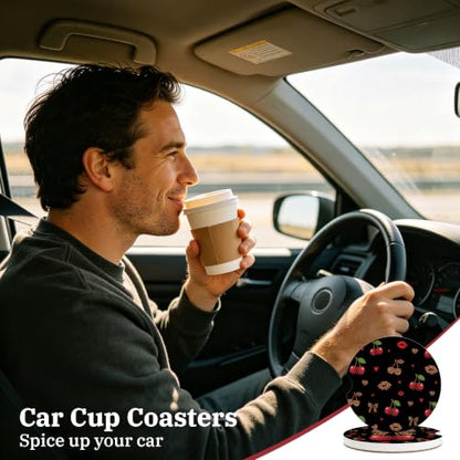 Cheetah Leopard Car Coasters for Cup Holders - Absorbent Ceramic Set - Variation: Cheetah251