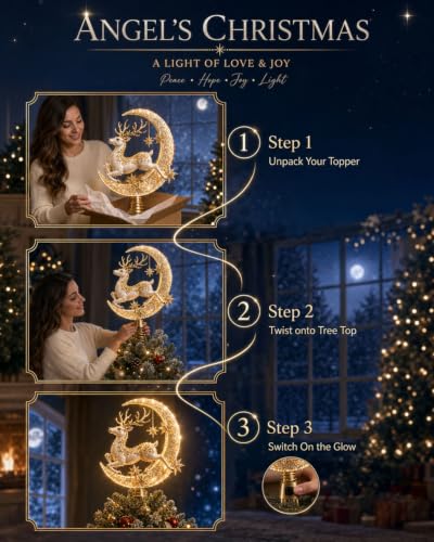 Angel’s Christmas Moon Lighted Tree Topper - Variation #a
