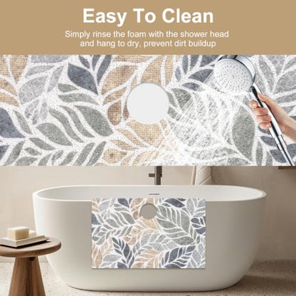 Large Non Slip Shower Mat for Inside Shower - Leaf Pattern, 36 x 24 Inches