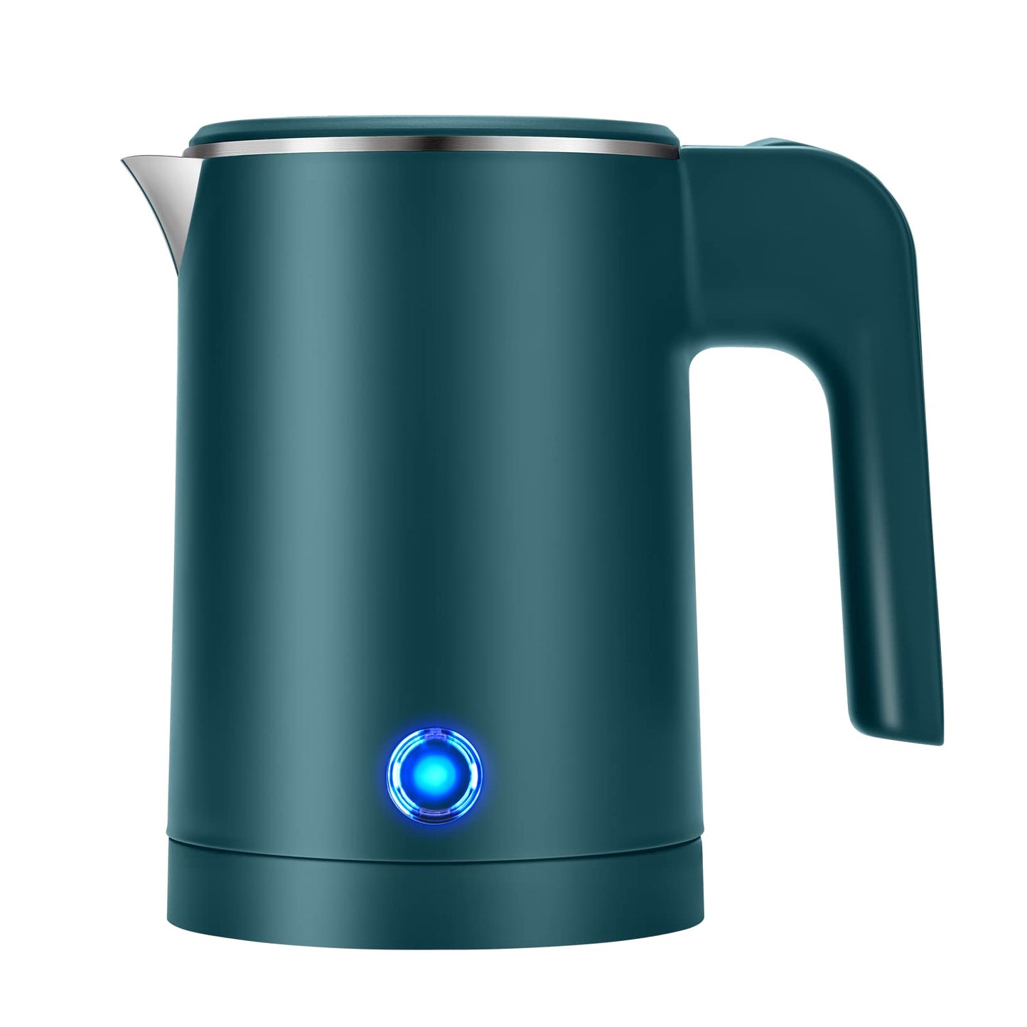 Small Portable Electric Kettle, 0.6L Mini Stainless Steel Travel Kettle, Portable Mini Hot Water Boiler Heater, Quiet Fast Boil & Cool Touch with Boil-Dry Protection (Green)