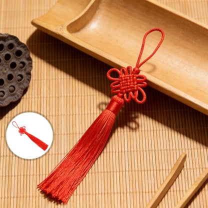 20 Pack Red Chinese Knot Tassel Pendants for Keychains & Home Decor
