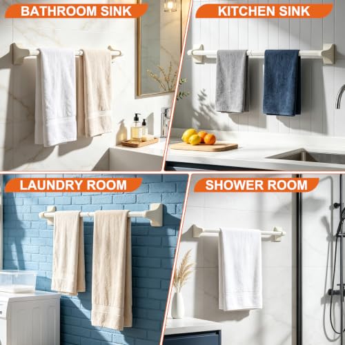 24 Inch Towel Bar Replacement Rod for Vintage Bathroom - No Drill, Rustproof PVC