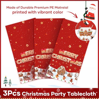 Gingerbread Man Christmas Tablecloth 54x108 Inch Disposable Plastic Holiday Decor