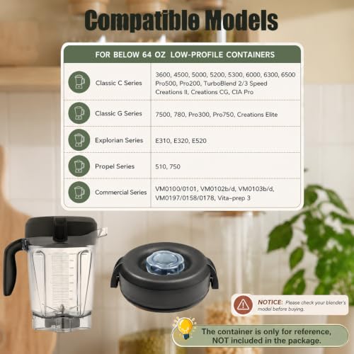 Vitamix 64oz Low-Profile Blender Lid Replacement - PB-Lid Variation