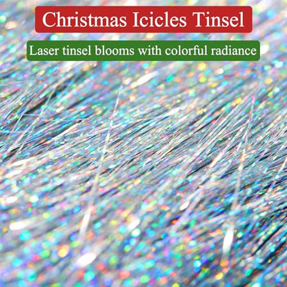 10000+ Silver Iridescent Christmas Tinsel Icicles for Holiday Decorations