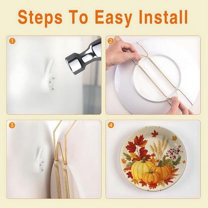 Fall Pumpkin Maple Decorative Plates Wall Hanging 10 Inch - Autumn Harvest Home Decor - Houseuse