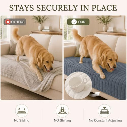 Velvet Couch Cover for Dogs - Non-Slip Sofa Protector 36x71 Grey
