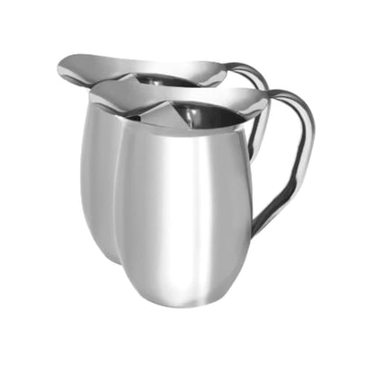 Set of 2-96oz, Smooth Silver Stainless Steel Water Pitcher With Ice Guard, stainless steel pitcher for restaurants.
