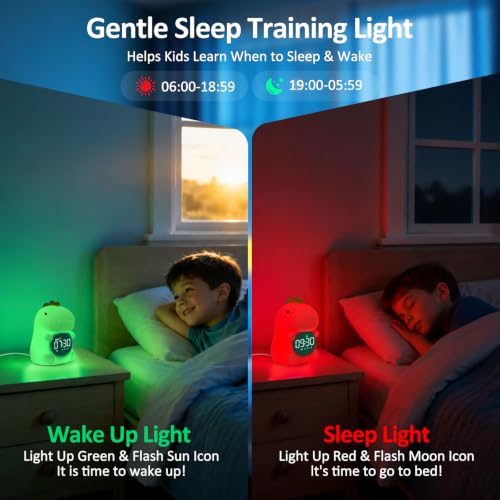Kids Alarm Clock with APP Control & Night Light - Dinosaur Variation