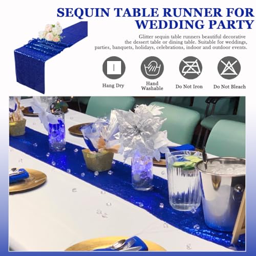 Blue Sequin Table Runners Pack of 10 12x108 Inches for Wedding & Party Decorations