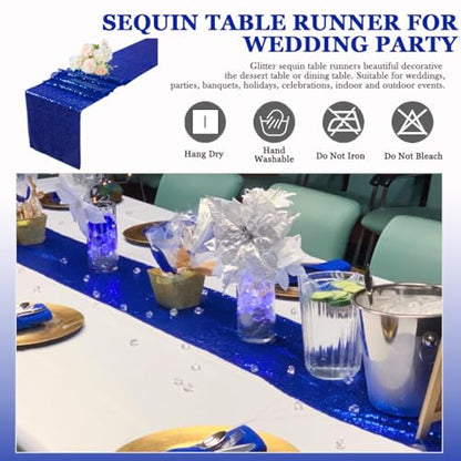 Blue Sequin Table Runners Pack of 10 12x108 Inches for Wedding & Party Decorations