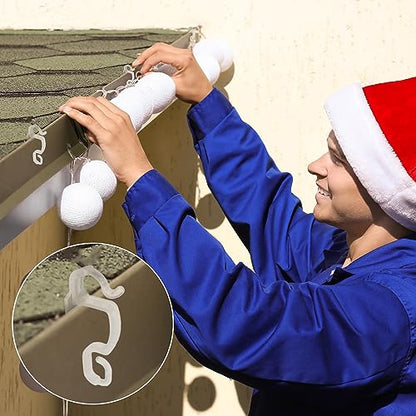 Outdoor Christmas Light Clips - 100 Translucent Gutter Hooks for Holiday String Lights