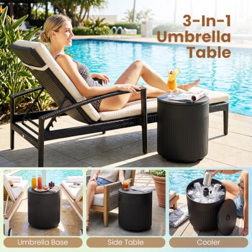 Tangkula 3-in-1 Outdoor Umbrella Side Table Black Variation