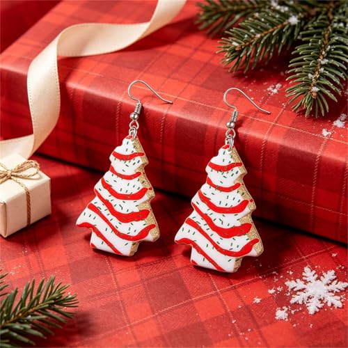 Christmas Earrings for Women - Colorful Santa Claus Tree Gingerbread Ho Ho Ho Dangle - Christmas Tree Variation