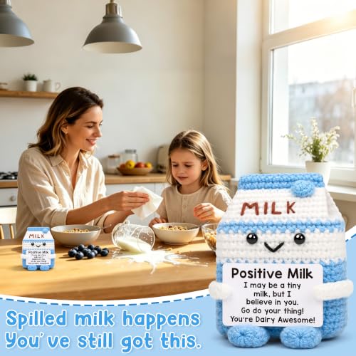 Crochet Animal Milk Carton Figurine - Positive Gift for Coworkers & Friends