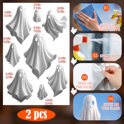 Halloween Ghost Window Clings 2 Sheets 3D Decals Indoor Decor