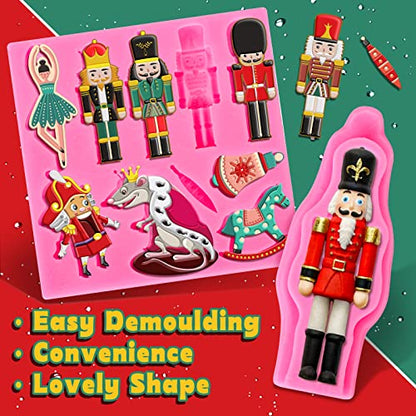 Christmas Nutcracker & Horse Silicone Mold 2-Piece Fondant & Candy Decoration