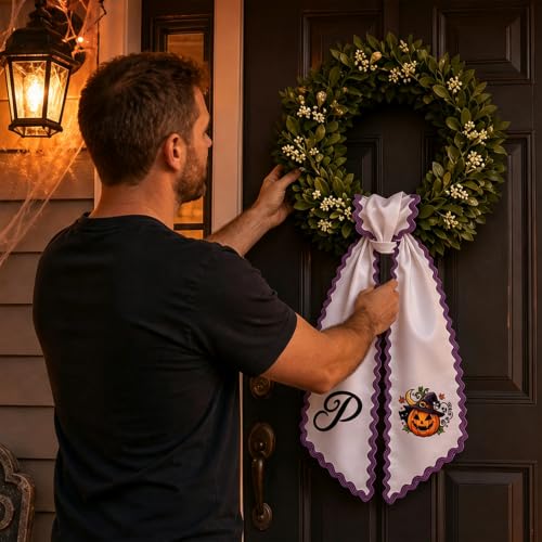 Halloween Personalized Wreath Sash for Front Door - Custom Decor, 55in