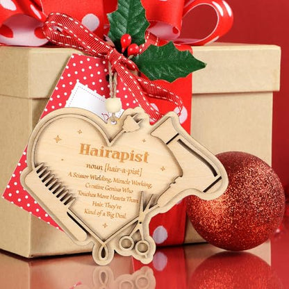 Hairstylist Christmas Tree Ornament Heart-Shaped Wooden Decor