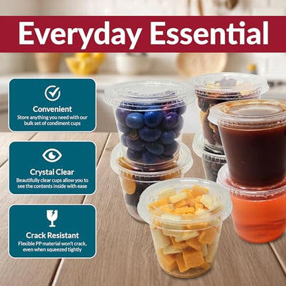 5.5 oz Disposable Food Storage Containers with Lids - Bulk Pack of 100