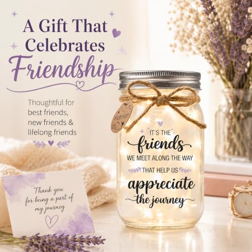 GoodFriend Friendship Mason Jar Light Gift for Women - Best Friend Keepsake