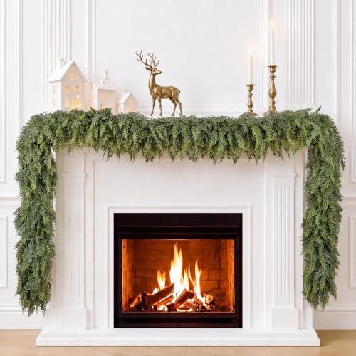 Christmas Cedar Garland 9FT Real Touch Greenery for Mantle Decor - Variation 1