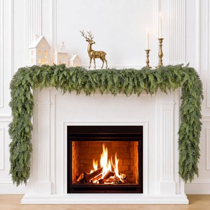 Christmas Cedar Garland 9FT Real Touch Greenery for Mantle Decor - Variation 1
