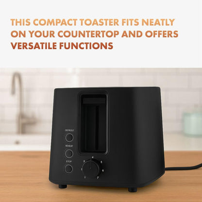 Newhouse 700W Black 2-Slice Toaster - Auto Pop-Up & Shut-Off | Cool-To-Touch Kitchen Essential