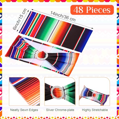 Colorful Mexican Table Runner with Chair Sashes - Fiesta Decor 54 pcs