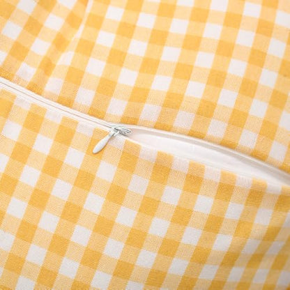 Coffee White Checkered Heart Pillow with Ruffle - Gingham Love Cushion for Sofa Bed Decor