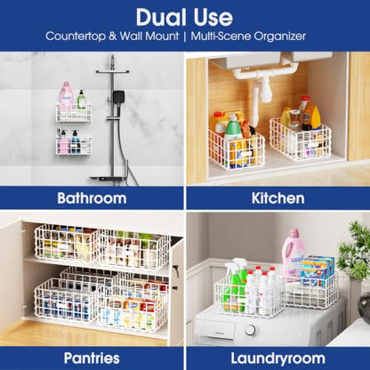 Bath Toy Storage Organizer White 2-Pack Large Plastic Shower Caddy