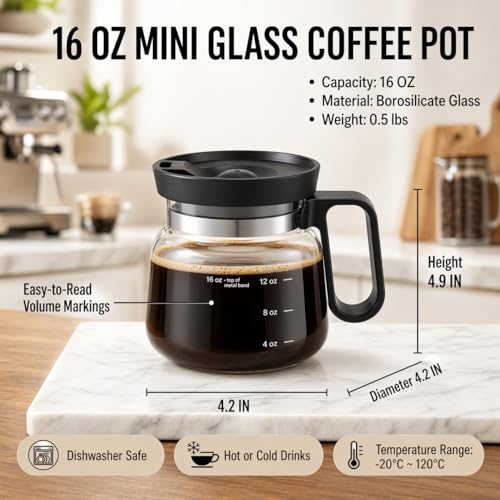 Coffee Pot Mug with Lid 16oz Glass Mini Coffee Pot Cup Spill-Resistant Travel Mug - Coffee Lovers Gift Variation of THIS listing