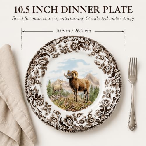 Multicolor Dinner Plate with Bighorn Sheep Motif - 10.5 Inch