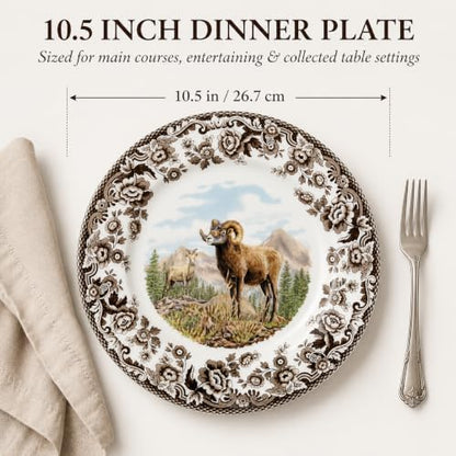 Multicolor Dinner Plate with Bighorn Sheep Motif - 10.5 Inch